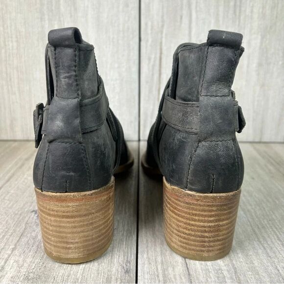 Free People Washed Black Leather Pointed Ankle Bootie Heel Women Size 7.5 EUR 38 - Picture 7 of 10